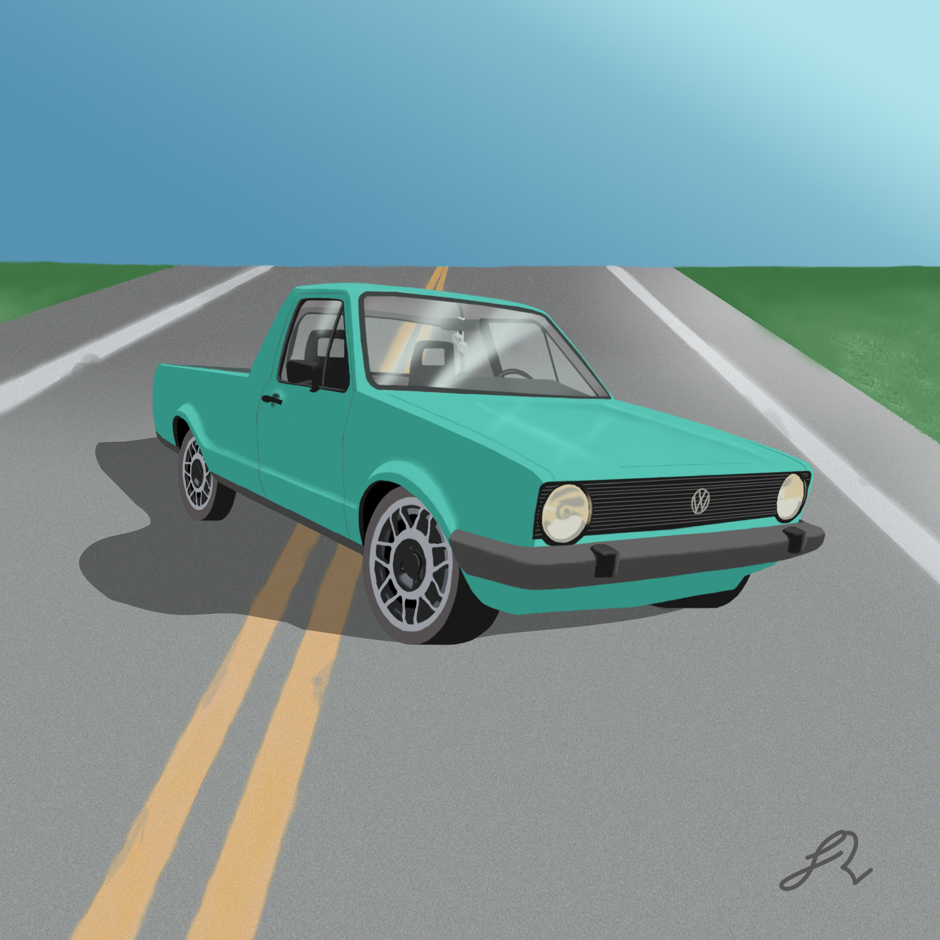 Photoshop maalaus Caddystä