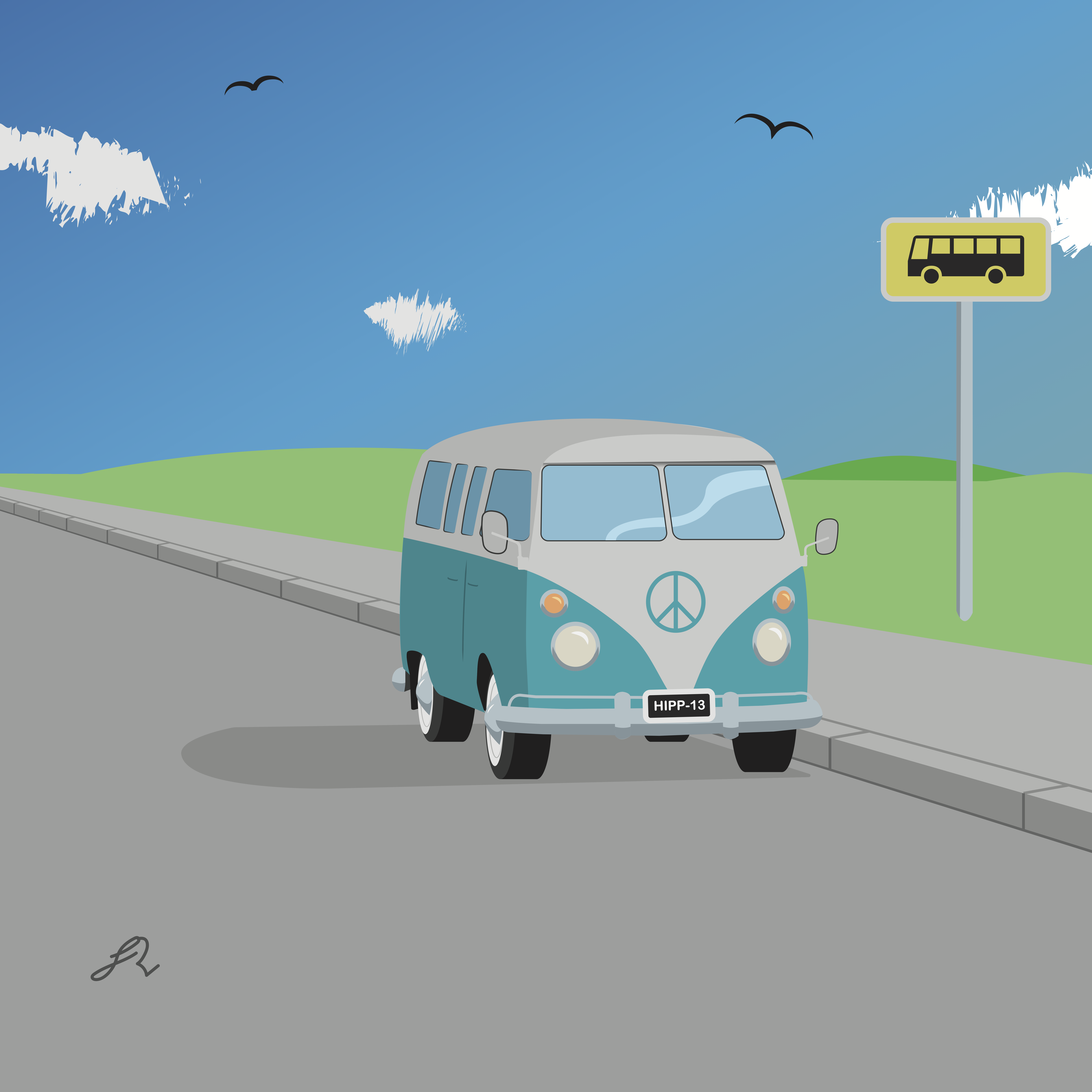 Vektorigrafiikka teos Kleinbussista