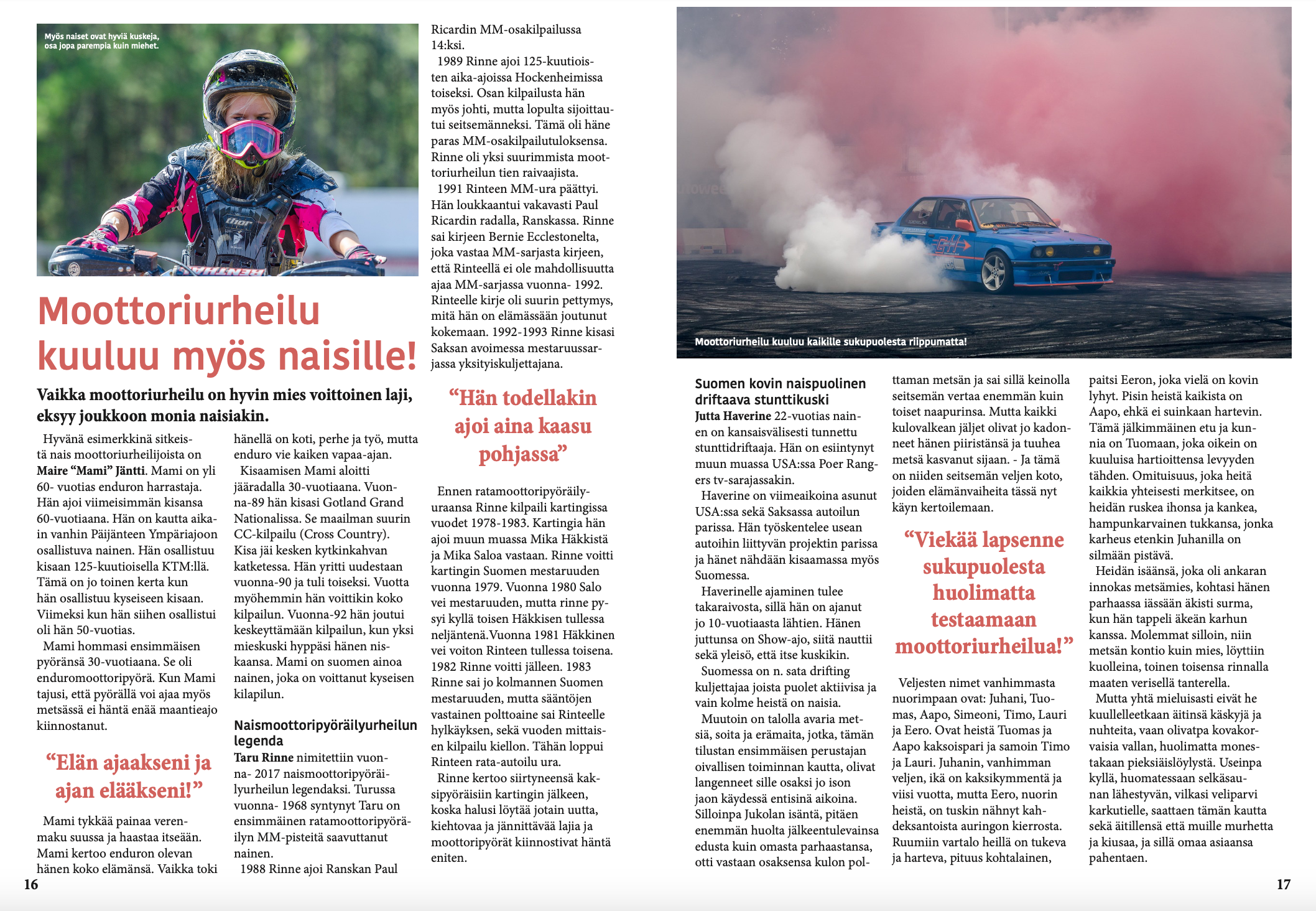 Moottoriurheilu lehden sivu